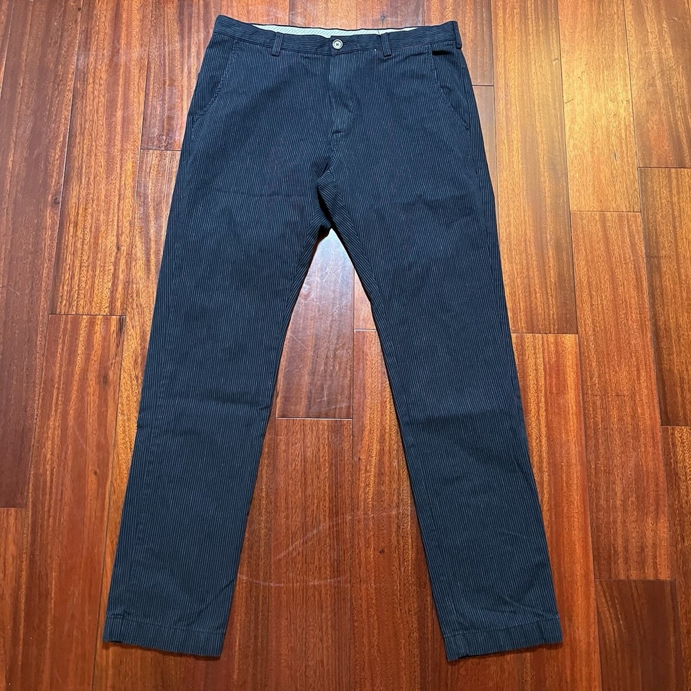 Brooks Brothers Pants Mens 34x32 Navy Blue Striped 346 Chino 100% Cotton Preppy